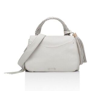 Elizabeth & James Trapeze Grey Small Crossbody Leather Handbag